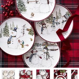 William Sonoma holiday snowman  salad plates